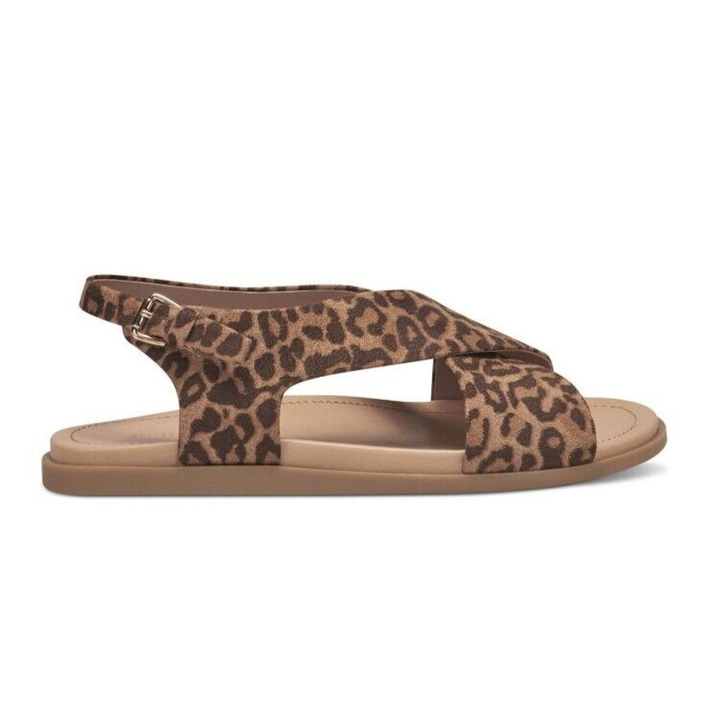 NEW Aerosoles Cele Womens Buckle Sandal Natural Leopard Print Comfort Size 7 - Picture 2 of 8